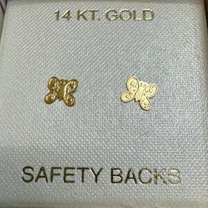 14k Gold Butterfly Safety Screwback Stud Earrings ❤️ Baby Girl